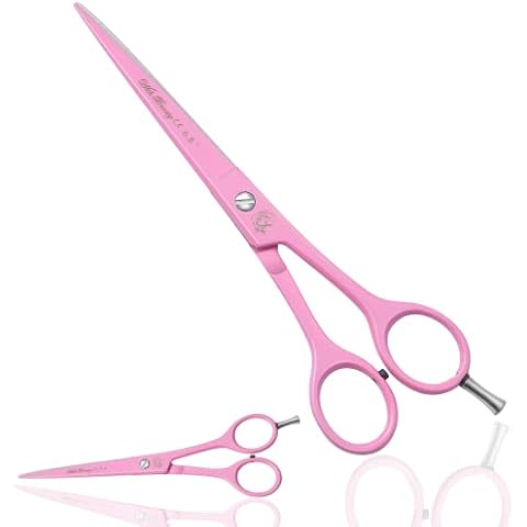 Pink Professional Barber Hairdressing Scissors THINNING Hair Cutting Shears Set+ CASE (Pink Scissors 6.5") Cover