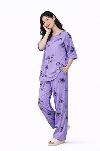Women’s Cotton Pajama Set with Top & Pants | Korean Style Nightwear | Loose Fit Home Wear | Soft Women & Girls-image-23