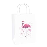 BagDream 25Pcs 16x6x12 Inches Kraft Paper Gift Bags with Handles (Flamingo)