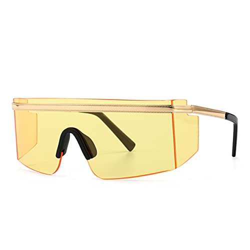 AUFGLO Sunglasses for Women Men Fashion Square Frame Polarized Oversized Glasses (Gold frame + transparent yellow)