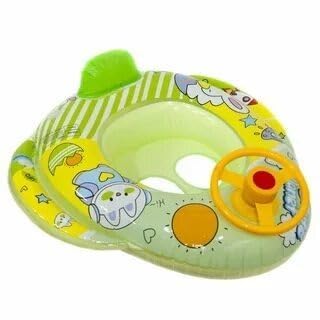 Image of Inflatable Baby Pool Float with Steering Wheel, Toddler Swim Ring Boat with Safety Seat & Leg Holes, Cute Airplane Water Toy for Infants & Kids Summer Outdoor Fun