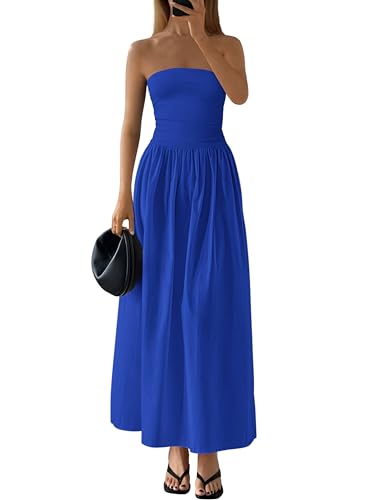 Image of PRETTYGARDEN Women 2026 Summer Elegant Strapless Maxi Dress Tube Top Dress A Line Flowy Long Wedding Party Cocktail Dresses