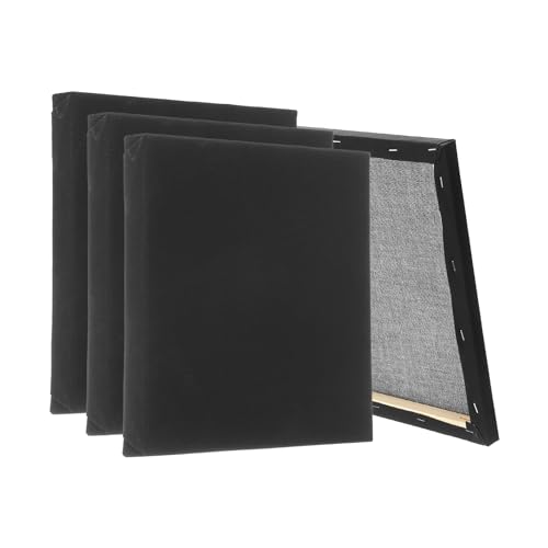 PATIKIL Lienzo estirado negro, 8 piezas de 12 x 12 pulgadas, lienzo grande para pintar, lienzo en blanco de algodón imprimado para acrílicos, pinturas al óleo y acuarelas