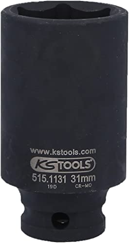 KS Tools 515.1131 1/2" Sechskant-Kraft-Stecknuss, Lang, 31mm – Ansicht 1