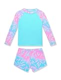 Tziharora Swimsuits for Girls 10-12 Years Old Blue Pink Leaves Bathing Suits Two Pieces Summer Swim Suits