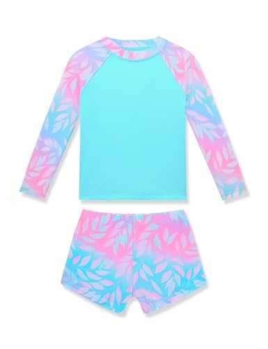 Image of Girls Rash Guard Swimsuit Two Piece Long Sleeve Bathing Suits