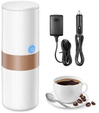 Aicok Cafetera Eléctrica Portátil Compatible con Cápsulas K-CUP y Café en Polvo, Cafetera de Viaje con Cargador de Pared y Cargador de Coche, Adecuado para Camping, Viajes, Oficina y Hogar