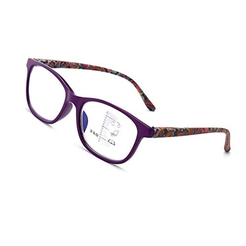 Progressive Multifocal Blue Light Blocking Reading Glasses Women Men-Purple 2.5X