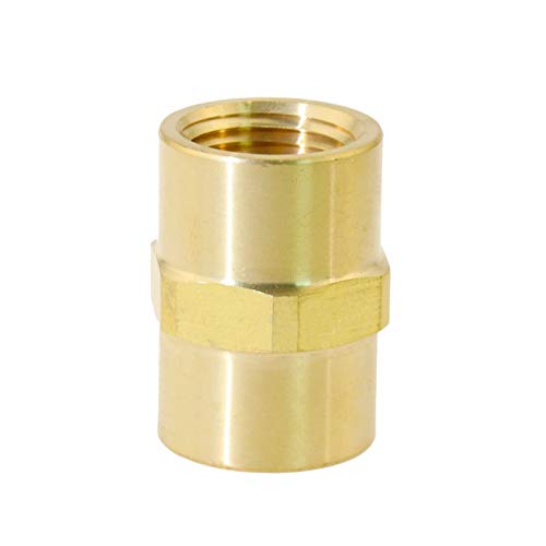 Zkenyao-Brass Connector 2pcs Brass Hex Coupling Coupler Fast Connetor with NPT Female Thread 1/8