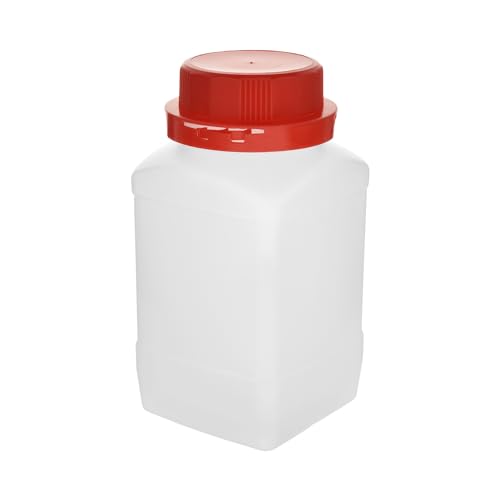 Jutagoss 5Pcs 750ml Reagent Bottles, Wide Mouth Plastic Seal Sample Storage Container, Liquid Sealing Translucent Square Bottles with Red Anti-theft Cap, for Lab, Classroom, or Storage at Home