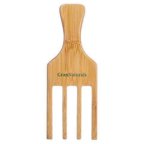 GranNaturals Hair Picks for Curly Hair - 4-Prong Wide-Toothed Comb Hair Pick for Fluffing Curls - Wooden Hair Pic for Combing, Styling, Detangling African American Hairstyles and Curly + Wavy Hair Cover
