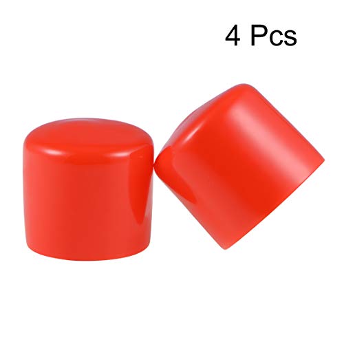 Image of uxcell 4pcs Rubber End Caps 38mm ID Vinyl Round End Cap Cover Screw Thread Protectors Red, 40mm Height