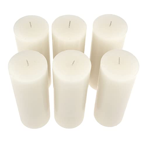 Image of Stonebriar Tall 3 x 8 Inch 110 Hour Long Burning Unscented Wax Flat Top Pillar Candles, White, 6 Pack