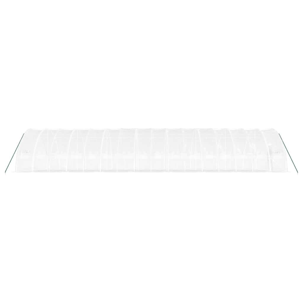 Serra con telaio in acciaio bianco, 96 m², 16 x 6 x 2,85 m, copertura in PE 140 g/m², porta e finestra arrotolabili, serra da giardino per verdure, erbe, fiori, antigelo e ventilazione