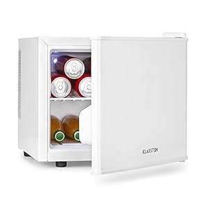 Klarstein Geheime Plek Minibar Minikoelkast Mini Snacks- En Drankenkoelkast (17 L, 26 Db Geruisloos, Uitneembaar Plateau, Traploze Temperatuurregeling) Wit