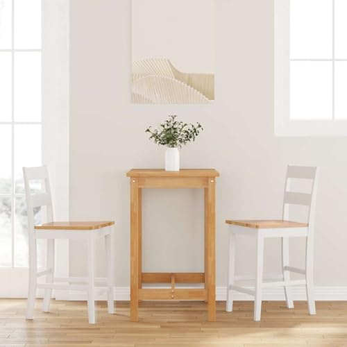 SooIarix Taburete de bar (2 unidades, madera maciza, madera maciza, madera de caucho, ergonómica, con respaldo, 60 cm de altura, resistente a la intemperie, para bar y exteriores, cómodo y robusto)