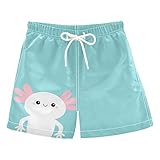 Aflyko Ocean Boys' Board Shorts Axolotl Cartoon Little Kid Swim Trunk Girls Swimwear All Day Shorts 4T