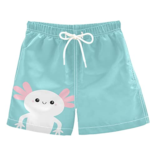 Aflyko Ocean Boys' Board Shorts Axolotl Cartoon Little Kid Swim Trunk Girls Swimwear All Day Shorts 4T