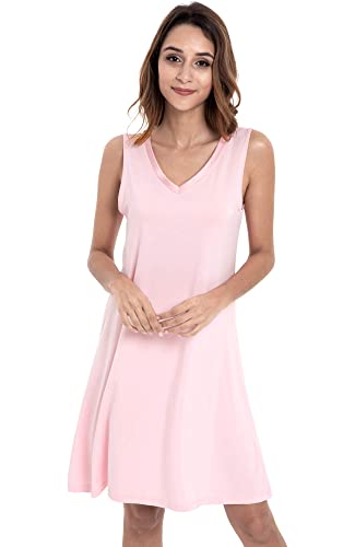 Image of GYS Cooling Bamboo Viscose Nightgowns for Women, Lightweight Sleeveless V Neck Sleep Shirt for Hot Sleepers, Soft Night dress