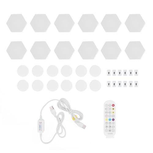 Haofy RGB-LED-Lichtpanel 16 Millionen Farben mit Musik-Synchronisation und App-Fernbedienung, sechseckige Wandleuchten für Heimkino, Raumdekoration, Gaming-Raum