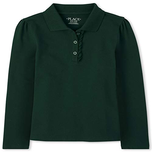 Image of The Children's Place Girls' Uniform Long Sleeve Ruffle Pique Polo