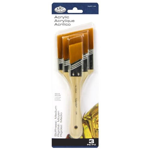 Royal and Langnickel Large Area Brush Set - Angular Gold Taklon Medium 3 Pack,RART-145