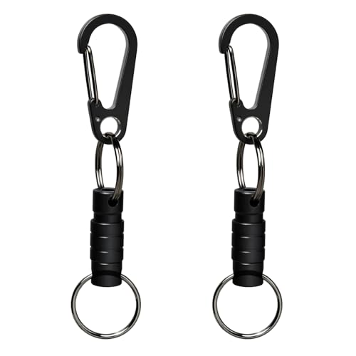 Image of Quick Release Keychain Clip, Small Carabiner Clip & Pull Apart Detachable Key Ring, Car Key Chain Hooks Keyring