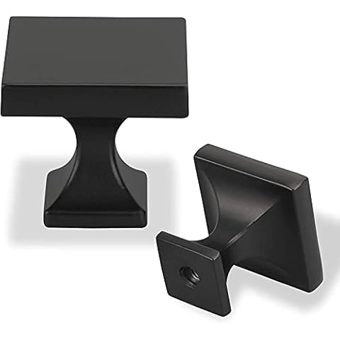 10 Pack of goldenwarm Flat Black Cabinet Knobs Kitchen Door Knobs Cupboard Knobs Black Flat Black Drawer Knobs Square Knobs for Cabinet Hardware 1.1 inch Width Cover