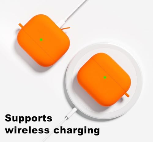 Image of Meyaar for Apple AirPods Pro 3 Case Cover with Keychain, Soft Skin Silicone Case Cover, Full Protective Case Cover Compatible with AirPods Pro (3rd Generation) Case 2025 (Orange)