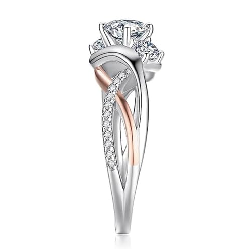 2 Tone Women's Wedding Ring, 925 Sterling Silver Plated Cubic Zirconia Promise Engagement Band3