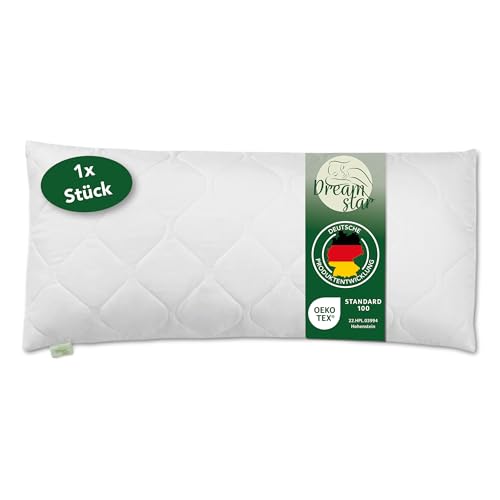 DREAMSTAR Kopfkissen 40 x 80 cm Premium 650g Kissen-Füllung | HART Kissen mit Reißverschluss zum Anpassen | waschbar bis 60 Grad | Allergiker...