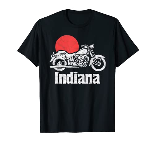 Indiana Vintage Moto & Sol Minimalista Retro Gráfico Camiseta