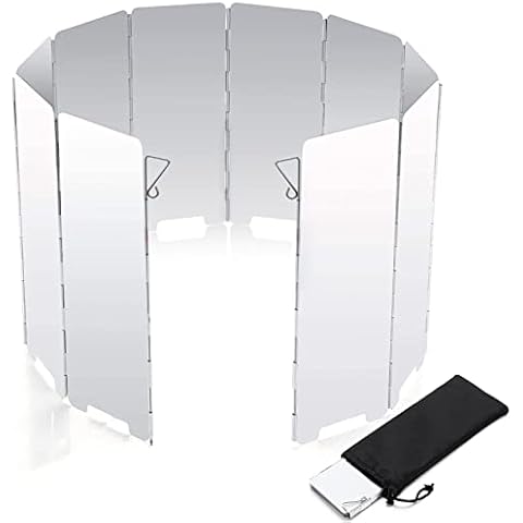 POCIONE Faltbar Aluminium Windschutz - 10 Stücke Outdoor Aluminium Windschutz für Gaskocher Campingkocher, Leichter Windschutz für Campingküche Cover