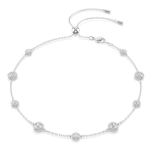 Swarovski Collier de la collection Una Angelic, avec cristaux Zirconia incolores de taille ronde, motifs double face, chaîne en métal rhodié