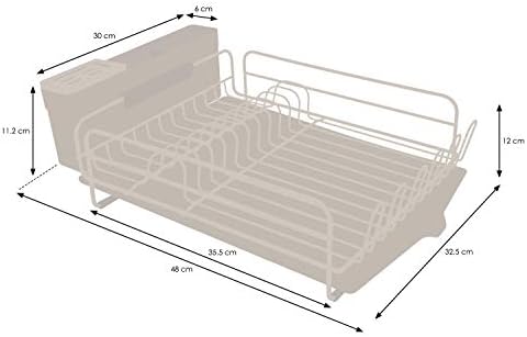 simplywire  Premium Dish Drainer  Plate Drying Rack with Cutlery Holder & Drip Tray  Black