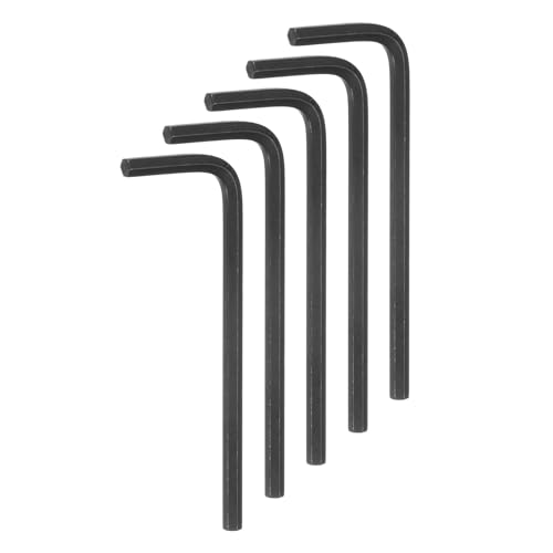 sourcing map 5pcs Hex Key Wrench 3mm L-Shape Hexagon Metric Wrenches Chrome Vanadium Steel Repairing Tool for Home Repair, Black