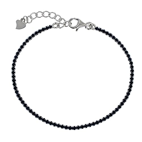 Bracelet Argent 925 Les Poulettes Bijoux en rhodié étincelant avec petits carrés de strass