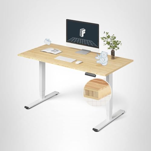 FlexiSpot E6 Bamboo 3-Stage Dual Motor Electric Standing Desk 55 x 28 Sit Stand Up Desk, Holds 220 lbs, Adjustable Height w/ Memory Presets, Solid Bamboo Desktop & White Frame, Ships in 2 Boxes - Image 8