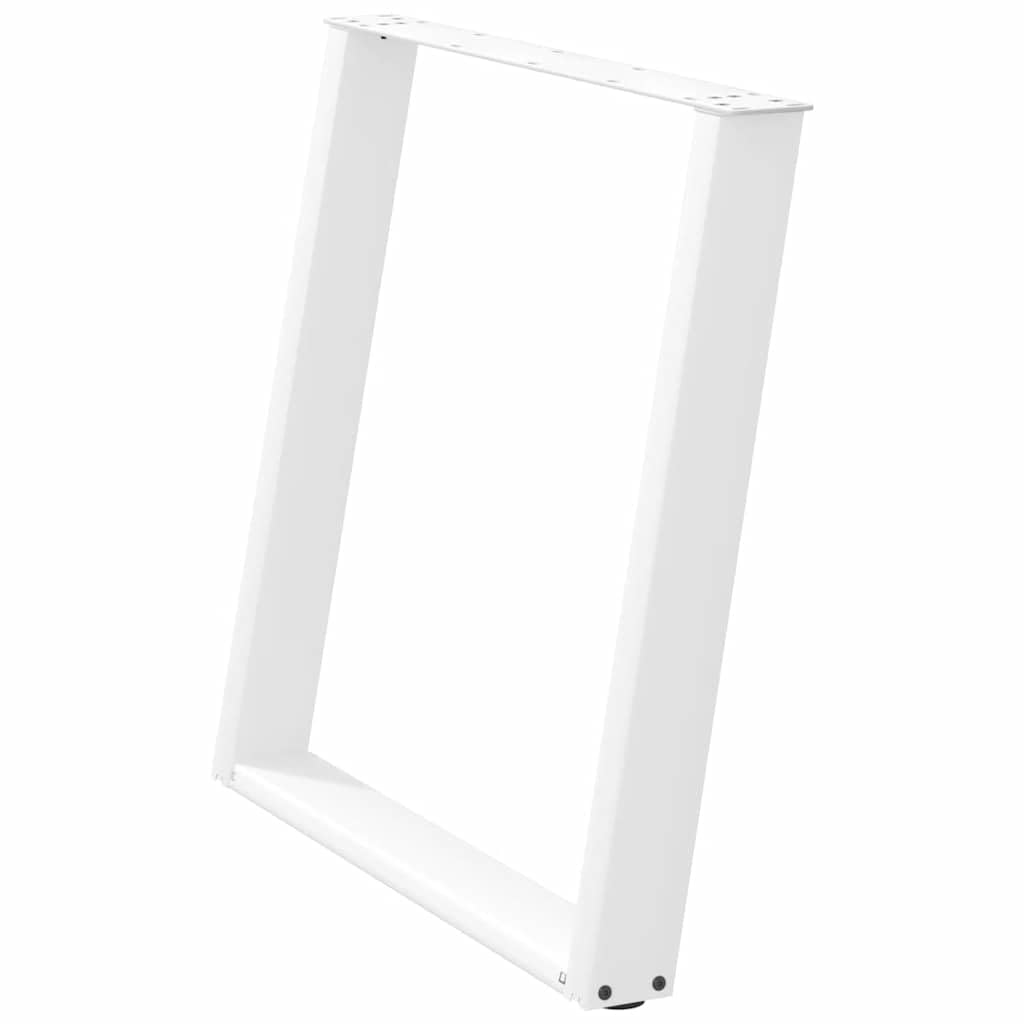 Gambe da tavolo in metallo a forma di U, 2 pezzi, bianco, 80 x 72-73 cm, in acciaio, con piedini di livellamento regolabili