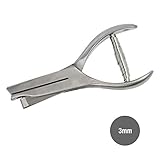 Maultiefe: 48 mm Labelident Lochzange mit runder Kerbform (3 mm Lochgröße), aus Edelstahl, 48 mm Maultiefe