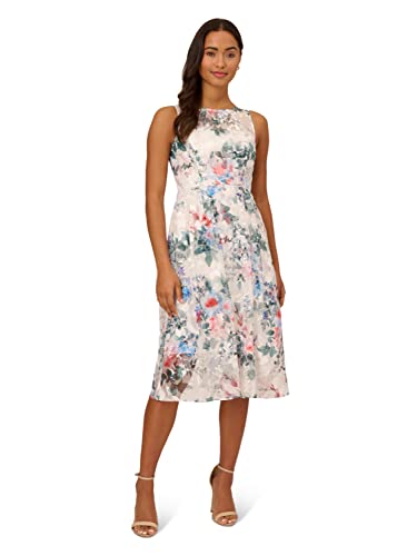 Image of Adrianna Papell Women's Floral Printed Veiled Dress