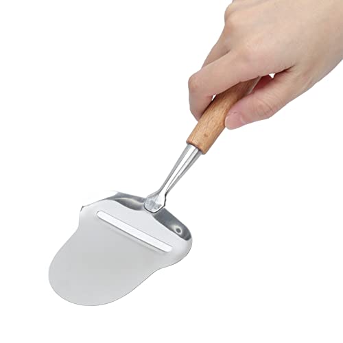 HAOHIZE Wood Handle Cheese Spatula, Stainless Steel Adjustable Thickness Cheese Planer for Semi Hard Cheese