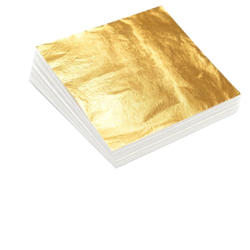 Wosyoodo 200 Pièces Imitation Feuille d'or, Feuille D'or Imitation pour Projet d'art décoration Artisanale, Décoration de Ongles Nail, Arts Peinture, Dorure...