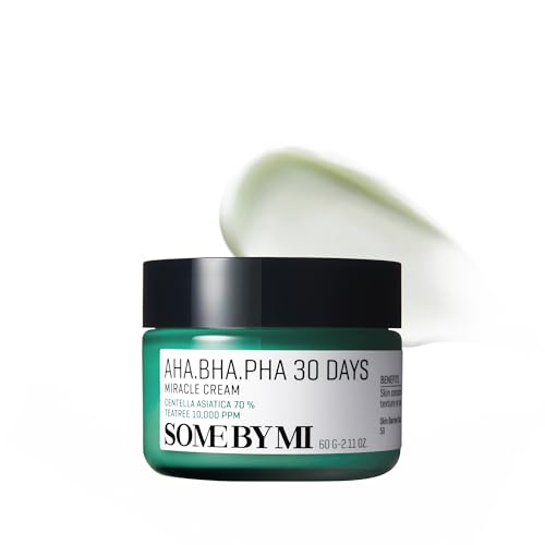 SOME BY MI AHA BHA PHA 30 Days Miracle Cream 60ml - AHA BHA Exfoliating Face Moisturizer - Korean Skincare for Acne Treatment - Pore Care & Skin Smoothing - Tea Tree Face Cream for Acne Prone Skin