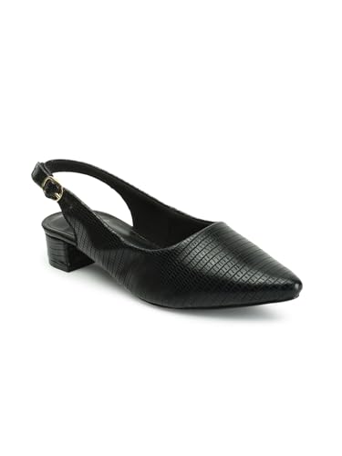 Image of Carlton London Women's Textured Pointed Toe Block Heel Pumps