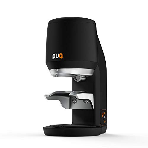 PuqPress Mini Automatic Coffee Tamper for Home & Office, Professional Grade Espresso Tamper, Tamps Perfectly Flat & Level, Auto-Adjusts Pressure Based On Dose, Nonstick Coating, (BLACK)
