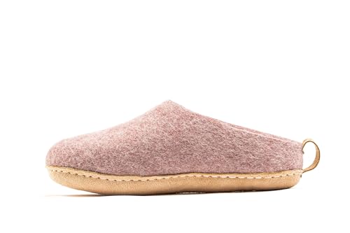 Woolly's Indoor Open Heel Slippers With Leather Sole (Lavender) - 42 | Premium New Zeland Wool | Handcrafted with Italian Design | Soft, Breathable & Ordor Free3