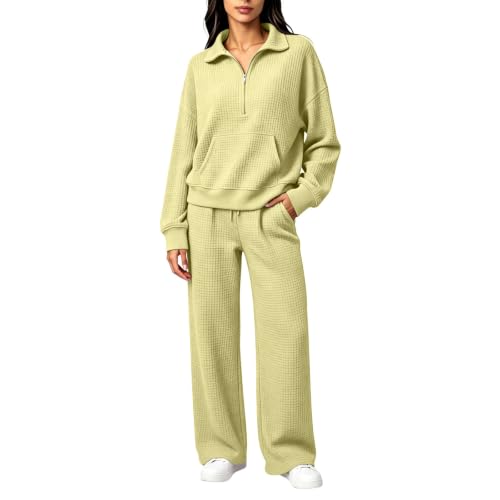 eoeioa 2 Pc Waffle Knot Lounge Set Women Casual Going Out Outfits Y2k - image 1
