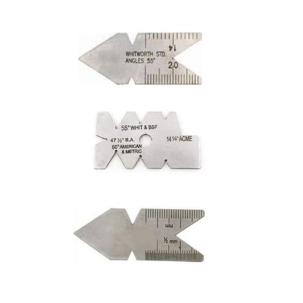Screw Thread Cutting Gauge 14-1/2",47-1/2", 55, 60 Degree & Fishtail Center Gauge 55° Inch & 60° MM (PACK OF 3)-image-22