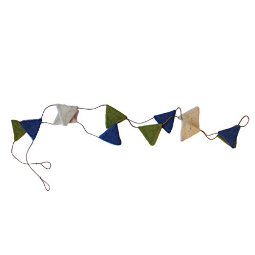 De Kulture Handmade Premium Wool Felt Triangle Garland Eco Friendly Christmas Tree Ornament Home Office Wedding Party Holiday Decoration Banner | 48 Inches Long, Green Indigo & Off White (Set Of 2) #TOP3
